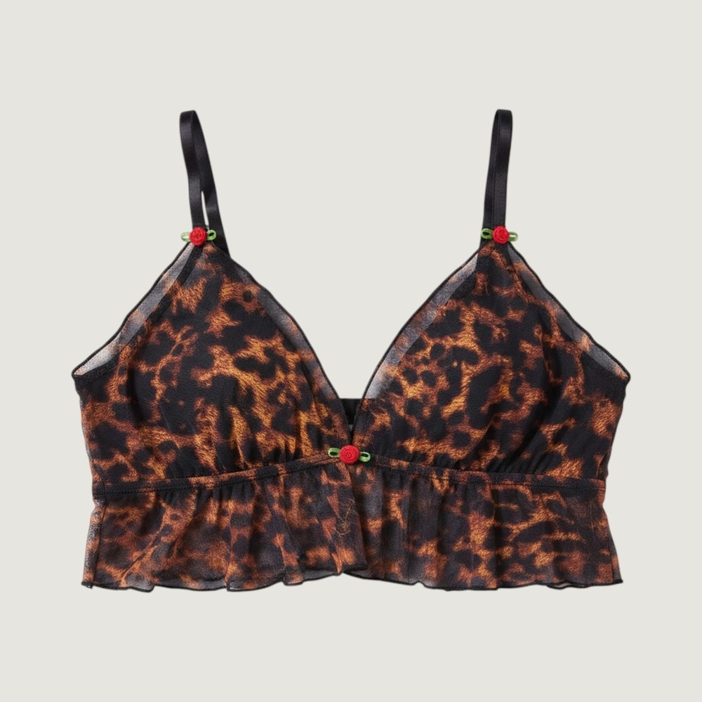 Y2K Mesh Fairy Grunge | Rose Detail Bralette Top | Parade | Size‎ S